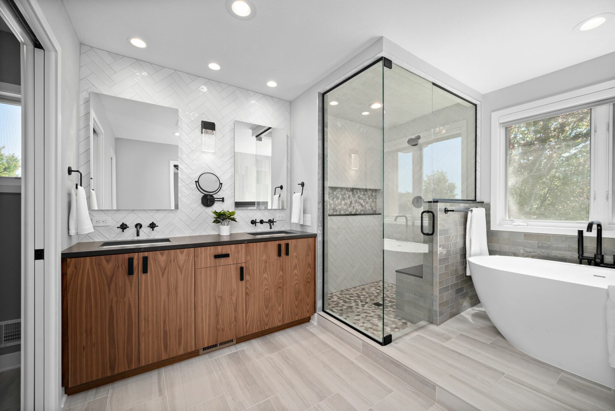 Close-up view of freshly painted bathroom walls with moisture-resistant paint