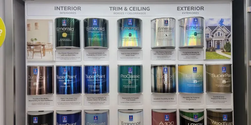 A phot of all Sherwin Williams paints